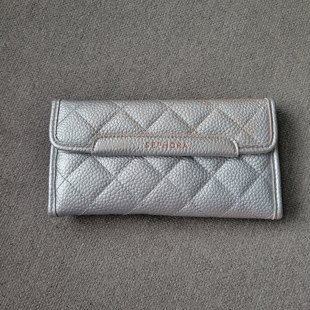 Sephora Silver Quilted Brush Wallet